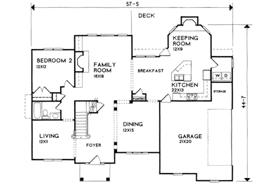 Floor Plan - Main Floor for Traditional House Plan #129-134 - 4 bed, 4 bath