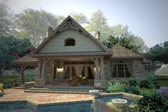 Exterior - Rear Elevation 1 for Craftsman House Plan #120-178 - 4 bed, 4 bath