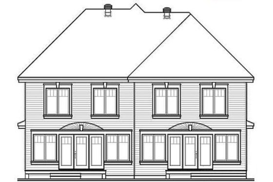 Exterior - Rear Elevation for European House Plan #23-557 - 3 bed, 1.5 bath