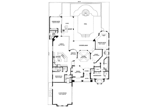 Floor Plan - Main Floor for Mediterranean House Plan #27-101 - 3 bed, 3 bath