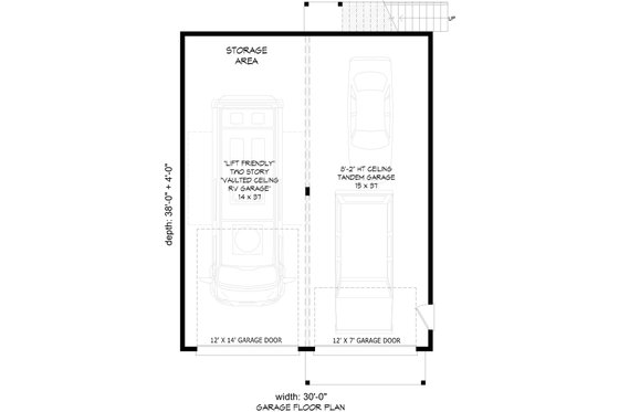 Floor Plan - Main Floor for Farmhouse House Plan #932-1055 - 1 bed, 1 bath