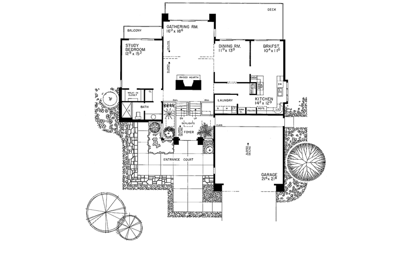 Home Plan - Floor Plan - Main Floor for Contemporary House Plan #72-767 - 4 bed, 3 bath