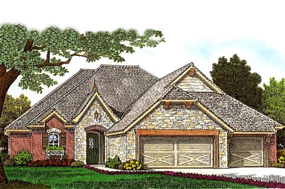 Exterior - Front Elevation for European House Plan #310-987 - 4 bed, 2.5 bath
