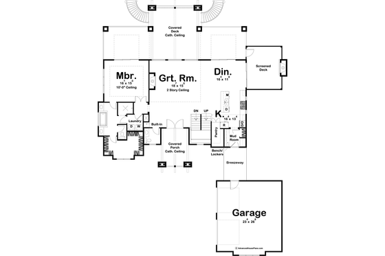 Floor Plan - Main Floor for Craftsman House Plan #455-310 - 3 bed, 3.5 bath