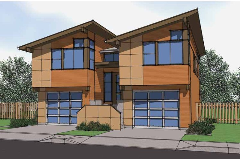 Home Plan - Exterior - Front Elevation 3 for Contemporary House Plan #569-16 - 3 bed, 3 bath