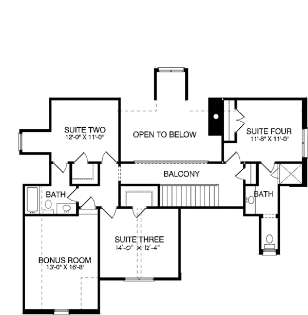 Architectural House Design - Tudor Floor Plan - Upper Floor Plan #413-908