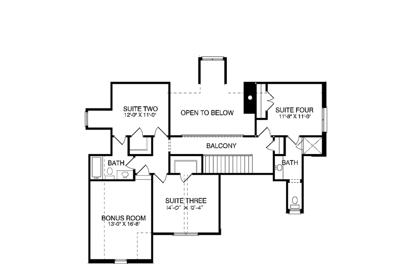 Home Plan - Floor Plan - Upper Floor for Tudor House Plan #413-908 - 4 bed, 3.5 bath