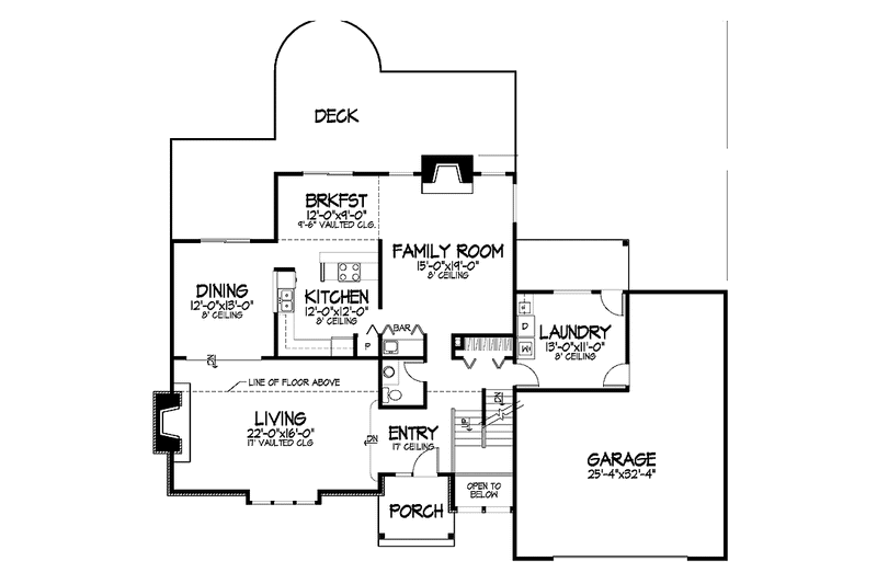 Architectural House Design - Floor Plan - Main Floor for Contemporary House Plan #320-855 - 3 bed, 2.5 bath