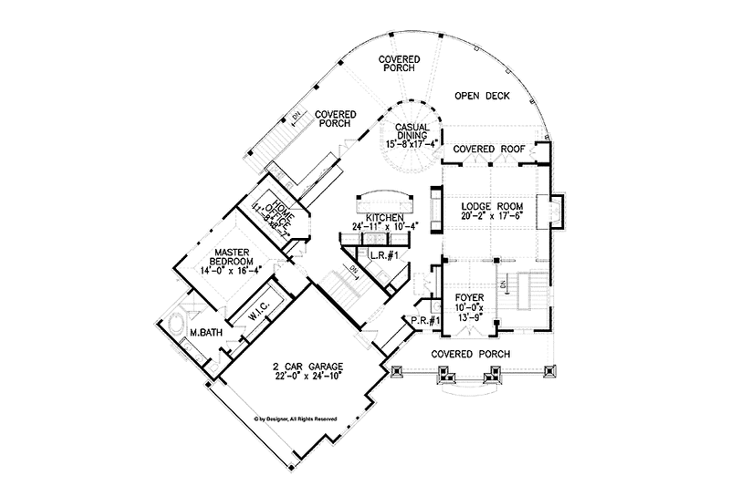 House Blueprint - Floor Plan - Main Floor for Craftsman House Plan #54-366 - 4 bed, 4 bath