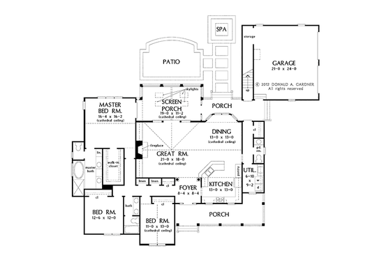 Floor Plan - Main Floor for Country House Plan #929-961 - 3 bed, 2.5 bath