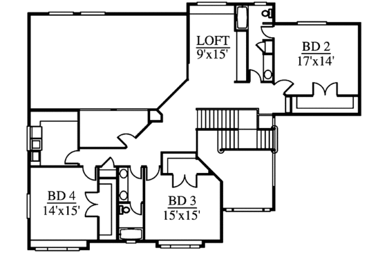 Floor Plan - Upper Floor for Contemporary House Plan #951-2 - 4 bed, 4 bath
