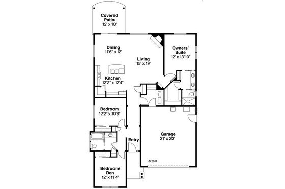 Floor Plan - Main Floor for Craftsman House Plan #124-866 - 3 bed, 2 bath