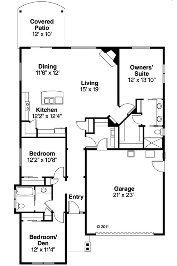 House Plan Design - Craftsman Floor Plan - Main Floor Plan #124-866