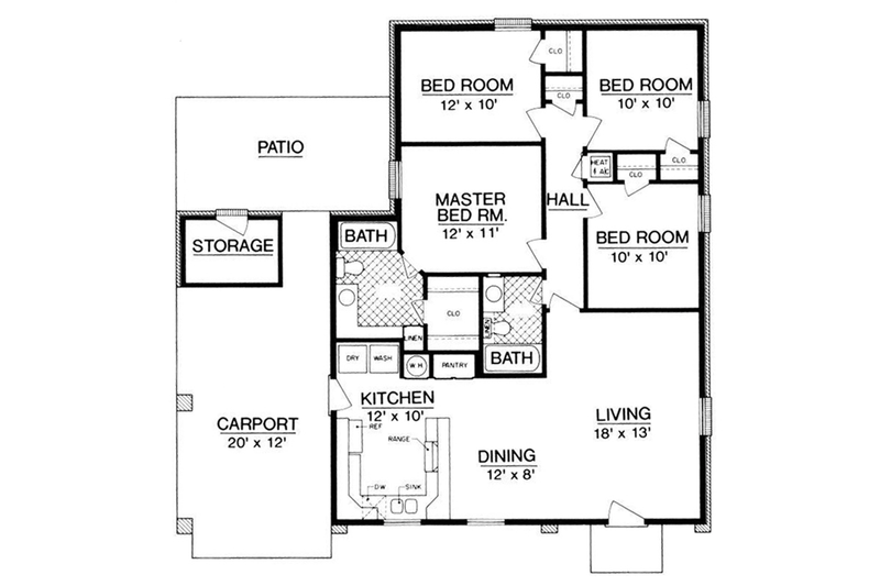 Home Plan - Floor Plan - Main Floor for European House Plan #45-560 - 4 bed, 2 bath
