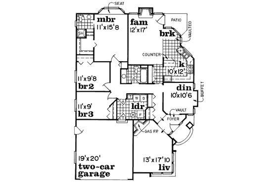 Floor Plan - Main Floor House Plan #47-586 - 3 bed, 2 bath