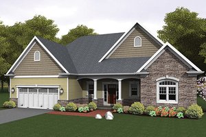Exterior - Front Elevation 3 for Ranch House Plan #1010-103 - 3 bed, 2 bath
