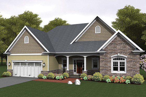 Exterior - Front Elevation 3 for Ranch House Plan #1010-103 - 3 bed, 2 bath