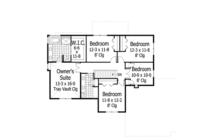 Dream House Plan - Floor Plan - Upper Floor for Traditional House Plan #51-1103 - 5 bed, 2.5 bath