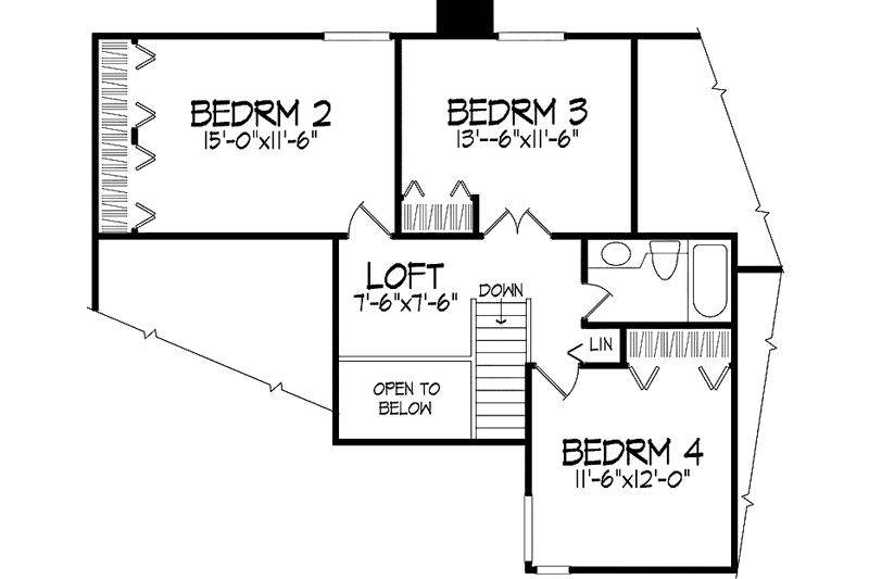 Home Plan - Floor Plan - Upper Floor for Craftsman House Plan #320-852 - 4 bed, 2.5 bath