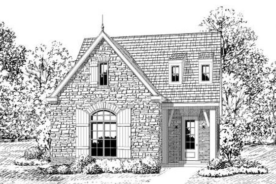 Exterior - Front Elevation for European House Plan #424-123 - 3 bed, 2 bath