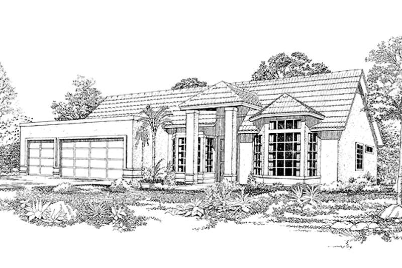 House Blueprint - Mediterranean Exterior - Front Elevation Plan #72-908
