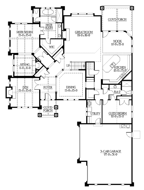 Craftsman Floor Plan - Main Floor Plan #132-239