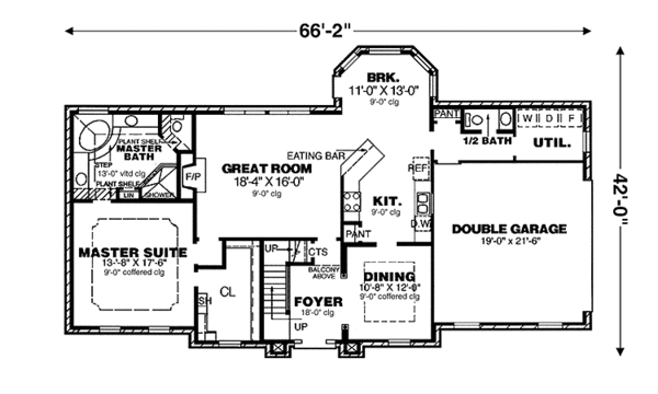 Architectural House Design - Colonial Floor Plan - Main Floor Plan #34-258