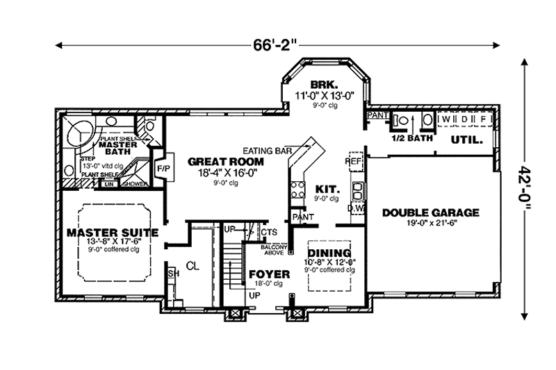 Home Plan - Floor Plan - Main Floor for Colonial House Plan #34-258 - 4 bed, 2.5 bath