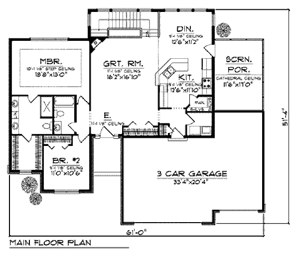 Home Plan - Ranch Floor Plan - Main Floor Plan #70-911