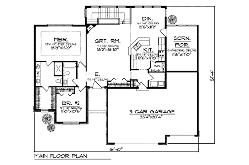 House Plan Design - Floor Plan - Main Floor for Ranch House Plan #70-911 - 4 bed, 3 bath