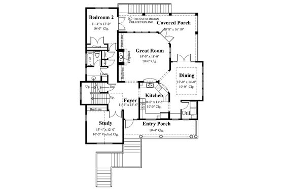 Floor Plan - Main Floor for Mediterranean House Plan #930-120 - 3 bed, 3 bath
