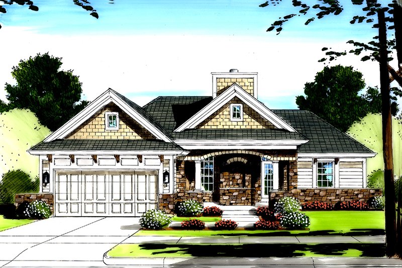 Traditional Style House Plan - 3 Beds 2 Baths 1309 Sq/Ft Plan #46-416