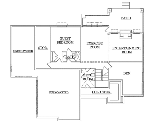 Architectural House Design - Craftsman Floor Plan - Lower Floor Plan #945-88