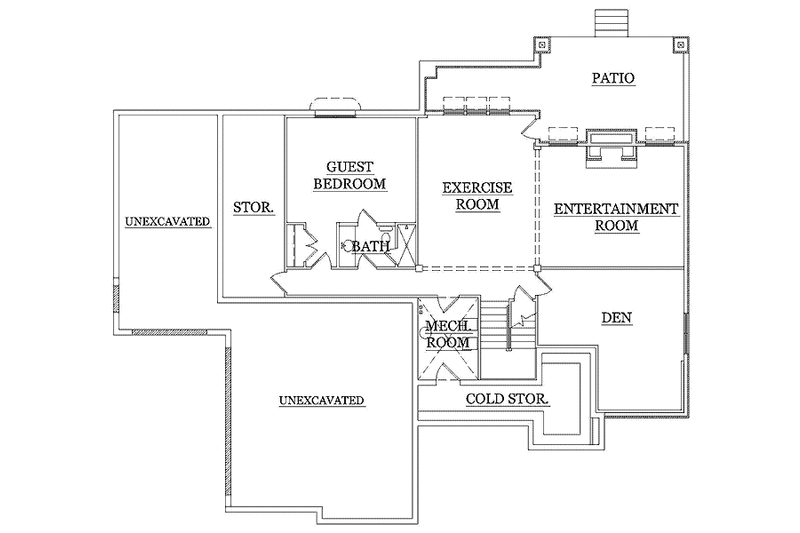 Dream House Plan - Floor Plan - Lower Floor for Craftsman House Plan #945-88 - 2 bed, 2.5 bath