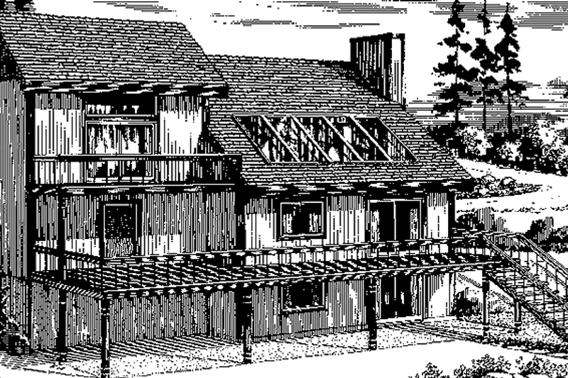 Home Plan - Exterior - Rear Elevation for Prairie House Plan #320-1176 - 2 bed, 1 bath