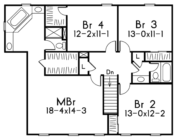 Home Plan - Colonial Floor Plan - Upper Floor Plan #57-112