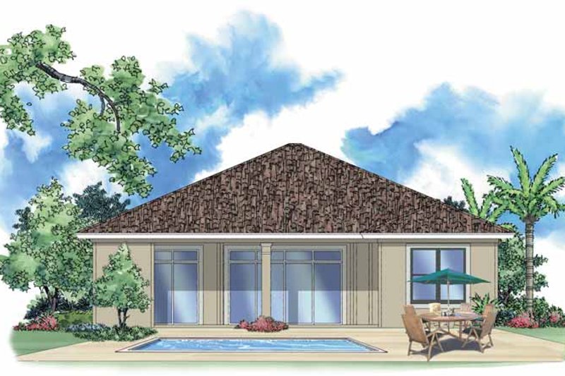 Home Plan - Exterior - Rear Elevation 1 for Mediterranean House Plan #930-381 - 2 bed, 2 bath