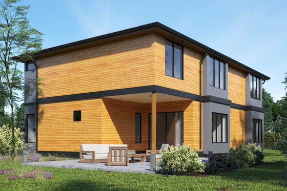 Exterior - Rear Elevation for Contemporary House Plan #1066-49 - 4 bed, 3 bath