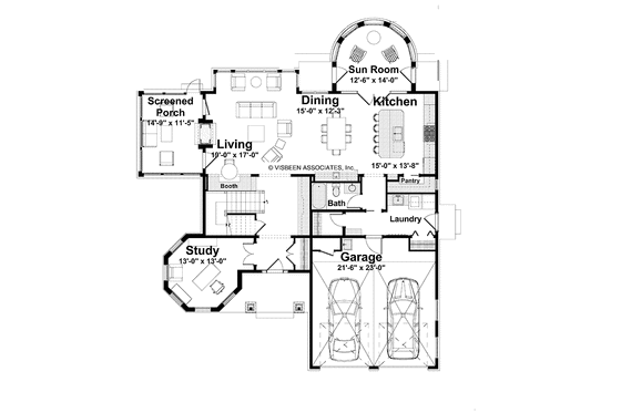 Floor Plan - Main Floor for Craftsman House Plan #928-34 - 3 bed, 3 bath
