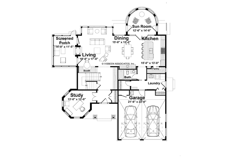 Home Plan - Floor Plan - Main Floor for Craftsman House Plan #928-34 - 3 bed, 3 bath