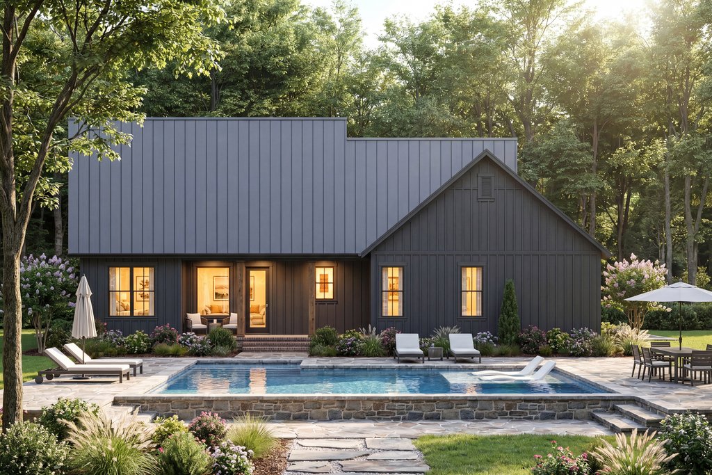 Exterior - Rear Elevation for Farmhouse House Plan #430-241 - 3 bed, 2 bath