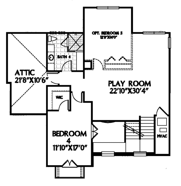 House Blueprint - Country Floor Plan - Upper Floor Plan #999-56