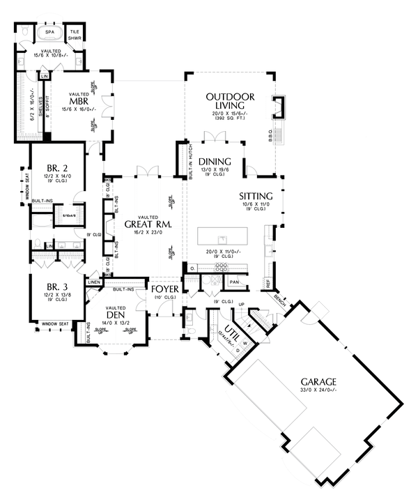 Craftsman Floor Plan - Main Floor Plan #48-1133