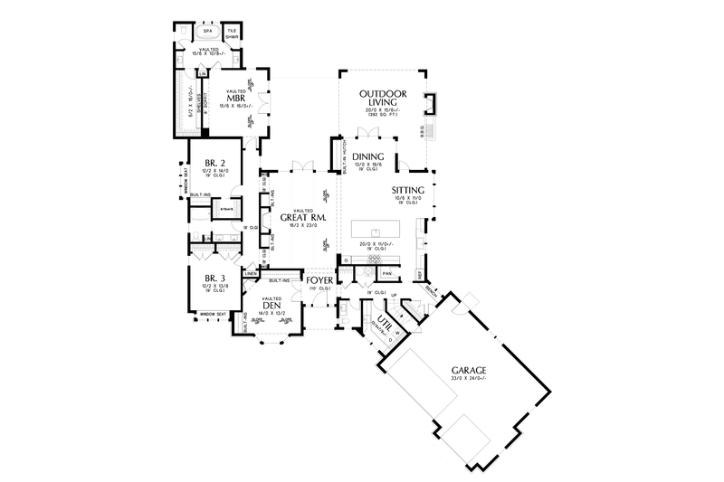 Architectural House Design - Floor Plan - Main Floor for Craftsman House Plan #48-1133 - 4 bed, 2.5 bath