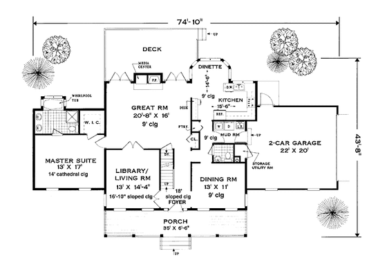 Floor Plan - Main Floor for Farmhouse House Plan #3-295 - 4 bed, 2.5 bath