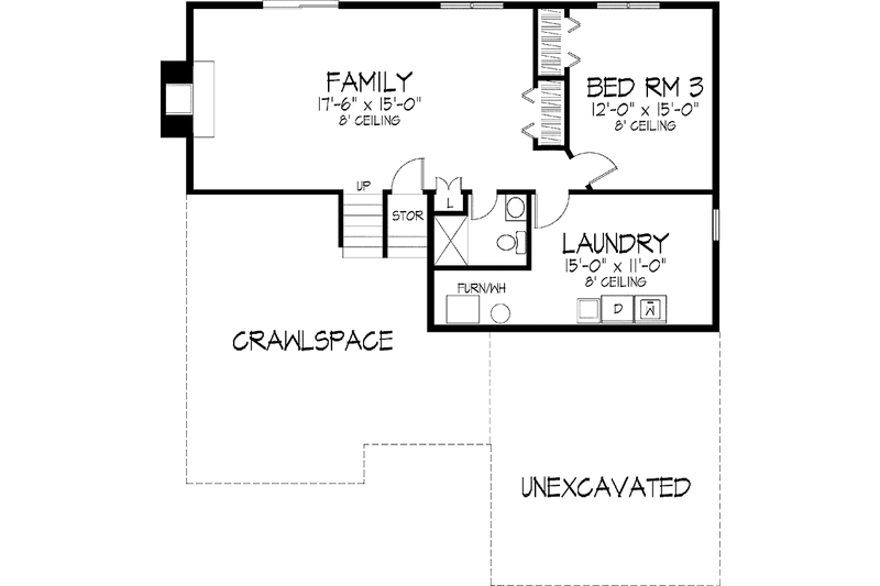 Home Plan - Floor Plan - Lower Floor for European House Plan #51-705 - 3 bed, 2 bath