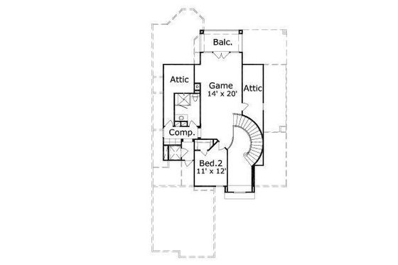 Floor Plan - Upper Floor for European House Plan #411-583 - 2 bed, 2.5 bath