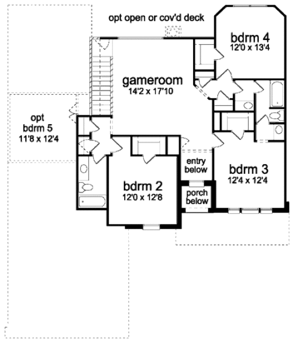 Traditional Floor Plan - Upper Floor Plan #84-394