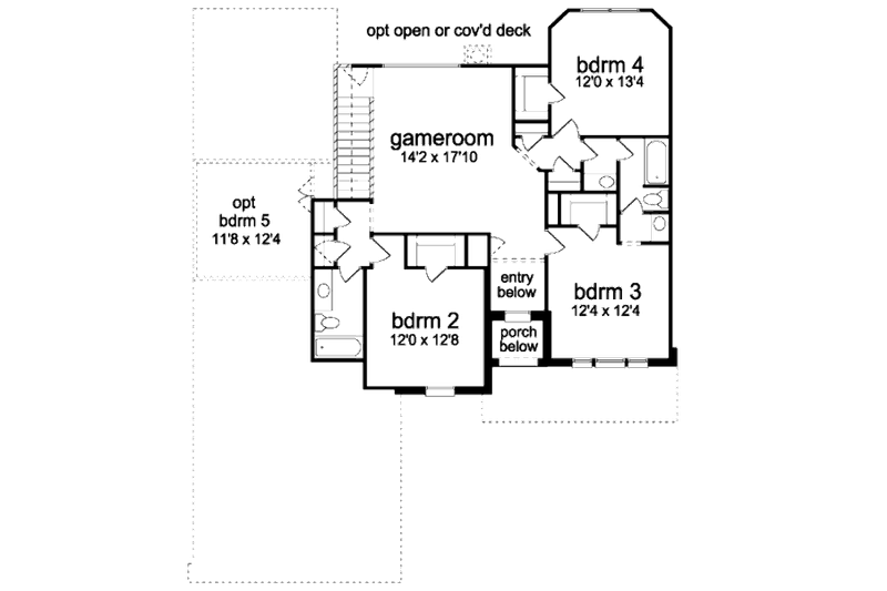 Home Plan - Floor Plan - Upper Floor for Traditional House Plan #84-394 - 4 bed, 3.5 bath