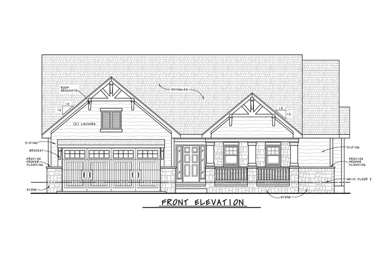 House Blueprint - Exterior - Front Elevation 4 for Cottage House Plan #20-2610 - 2 bed, 2 bath